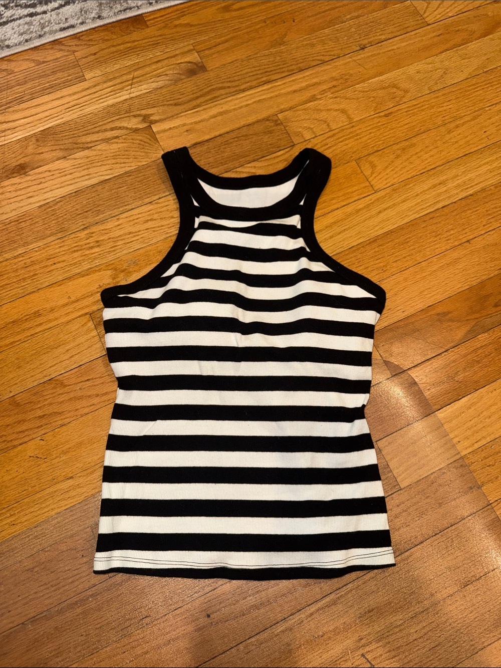 Amazon Black & White Striped Racerback Tank Top